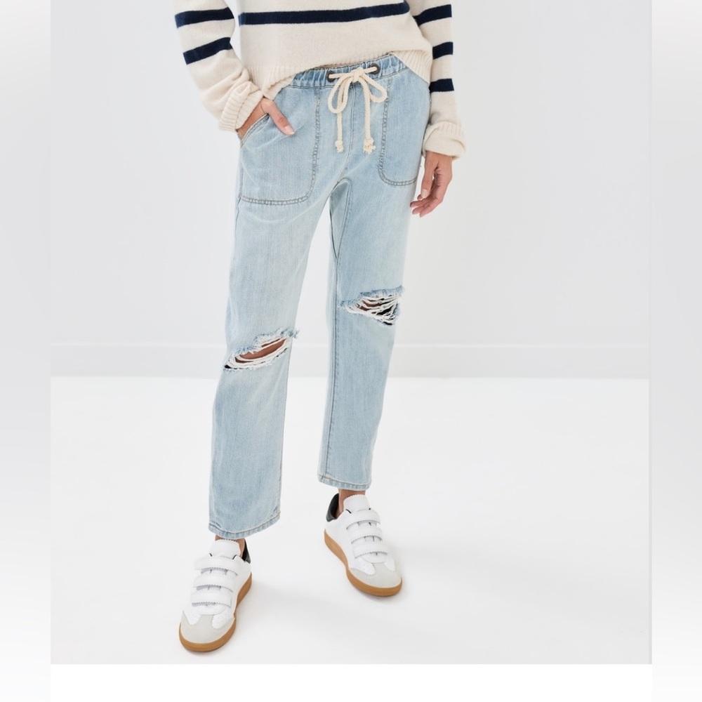 One Teaspoon Blue Boyfriend Jeans with Distressed Details